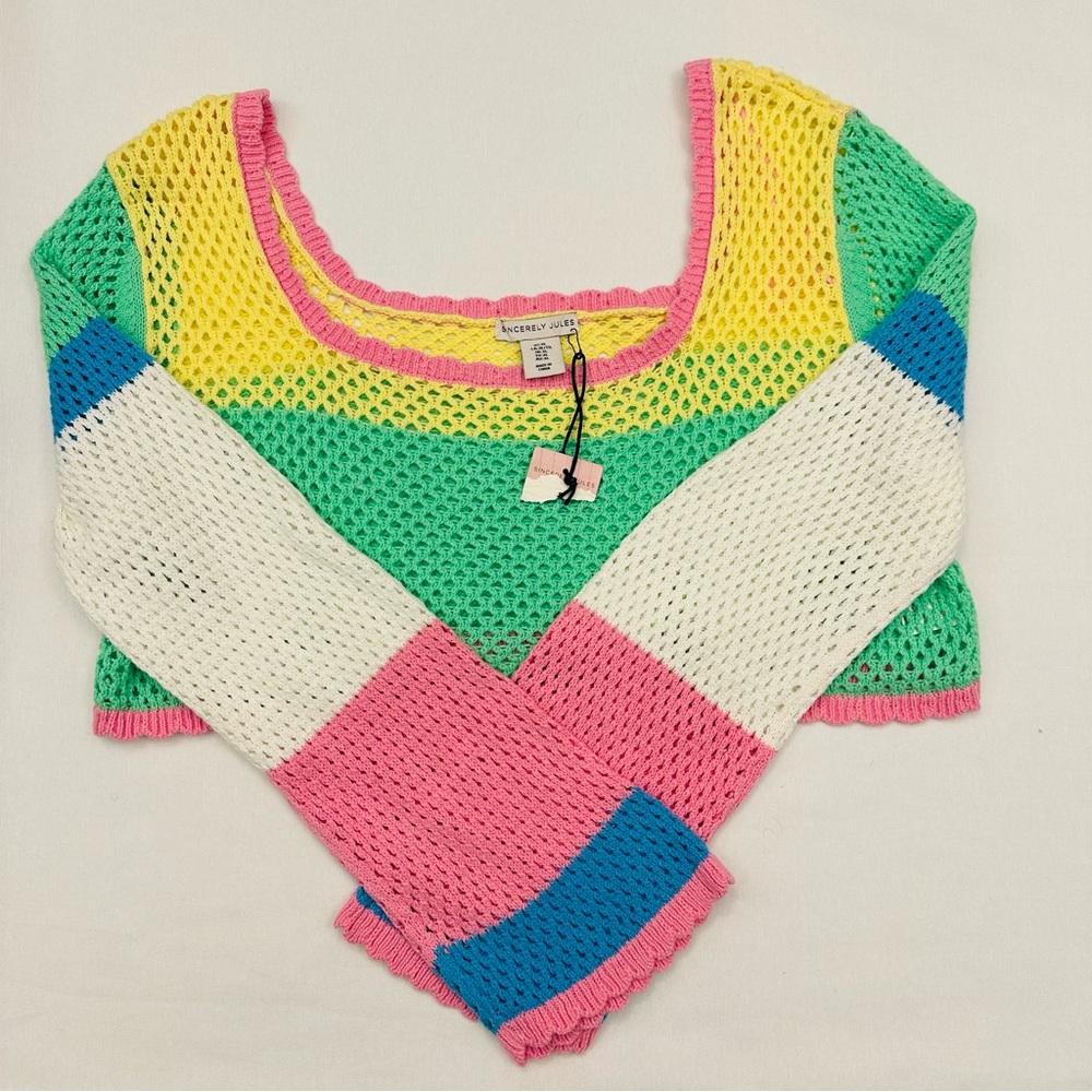 Sincerely Jules Pink, Yellow, and Green Knit Top